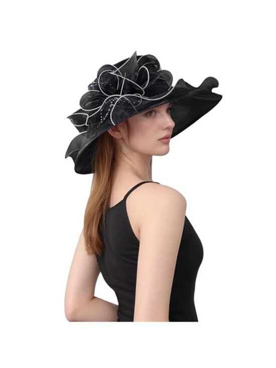 Women\'s Kentucky Derby Hat Organza Wide Brim Sun Hat main image 5